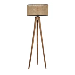 OPVIQ Tripod lambader yanik silindir rattan abajurlu
