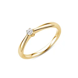 DIAMANT LETERNEL Prstan Solitär-Ring aus 375 Gelbgold mit 0.09 Karat Diamant zlata
