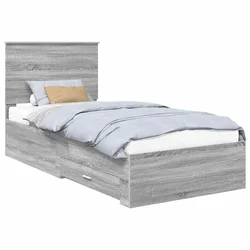 Vidaxl Konstrukcija postelje Siva Sonoma 90 x 200 cm Konstruiran les