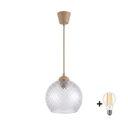 Brilagi - LED luster na lanku R GLASS 1xE27/60W/230V prečnik 25 cm bež/dimno siva