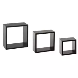 FIVE ZIDNA POLICA KOCKA 3 KOM 15X9X15, 20X9X20, 25X9X25 MDF CRNA