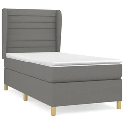 Vidaxl Box spring postelja z vzmetnico temno siva 90x200 cm blago