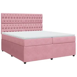 Vidaxl Box spring postelja z vzmetnico roza 200x200 cm žamet