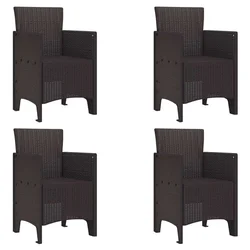Vidaxl Vrtni Stol z blazino 4 szt. Rjava 53 x 49 x 85 cm Polipropilen