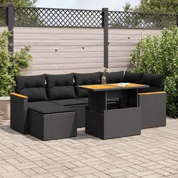 7-dijelni set vrtnih sofa od poliratana s jastucima crni bagrem