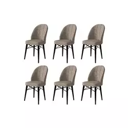 Hanah Home Set stolica Ritim, 44x96x42 cm, 6 komada, Crno-smeđe