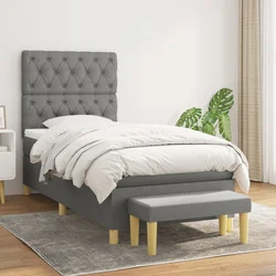 Vidaxl Box spring postelja z vzmetnico temno siva 80x200 cm blago