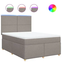 Vidaxl Box spring postelja z vzmetnico taupe 140x190 cm blago