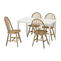 DANDERYD / SKOGSTA Sto i 4 stolice, bela/bagrem, 130 cm