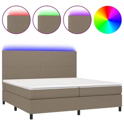 vidaXL Box spring postelja z vzmetnico LED taupe 200x200 cm blago, (20761252)