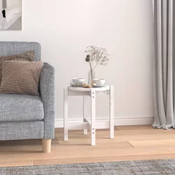 Stolić za kavu bijeli O 42,5x45 cm od masivne borovine