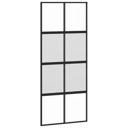 Klizna vrata crna 90 x 205 cm od kaljenog stakla i aluminija