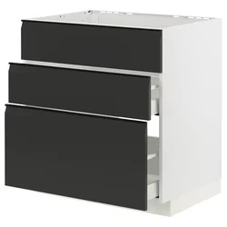 METOD / MAXIMERA Pod.element sudop. i 3front/2fioke, bela/Upplöv boja antracita, mat, 80x60 cm