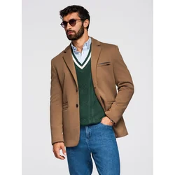 Ombre Mens knitted jacket with a fitted cut - light brown