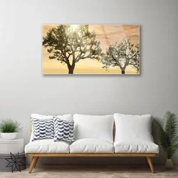 tulup.si Steklena slika Drevesa narava 120x60 cm 4 obešalnika