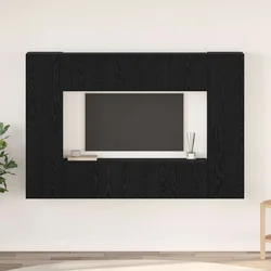 Set TV komoda Zidne 8 pcs Crni hrast Konstruirano drvo