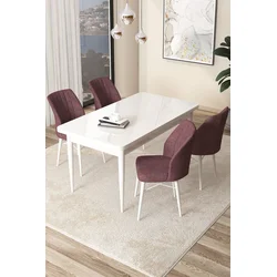 Hanah Home Set Trpezarijski sto i 4 stolice Arp, Prljavo roze