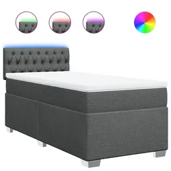 Vidaxl Box spring postelja z vzmetnico temno siva 80x200 cm blago
