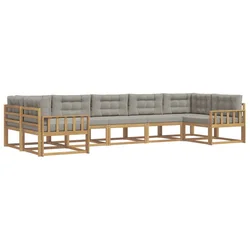 Set vanjskih sofa s jastukom 7 pcs Bijela i svjetlosiva