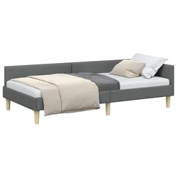 Vidaxl Kotna postelja Temno siva 90 x 190 cm blago