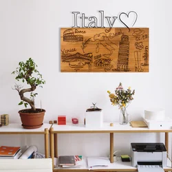 Wallity Zidna dekoracija I Love You Italy, 58x41 cm, Smeđe boje