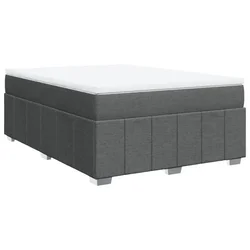 Vidaxl Box spring postelja z vzmetnico temno siva 140x200 cm blago