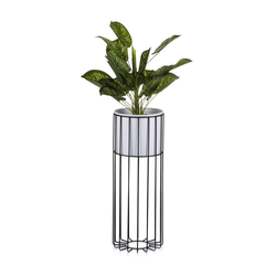 Metalna saksija LOFT 55x20 cm crna/bela