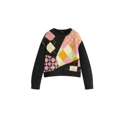 Desigual Pulover bež / rjava / svetlo zelena / črna