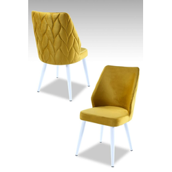 Hanah Home Set stolica Pufi, 48x90x43 cm, 4 komada, Belo-žute