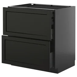 METOD / KNIVSHULT Pod.orm.2front/2dnj/1srd/1vis.fiok, Crnosiva/Lerhyttan crno bajcovano, 80x60 cm