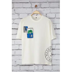 Trendyol Muška majica Tmnss25Ts00219, Krem