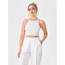 Sinsay - Crop top u stilu negližea - belo