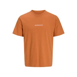JACK & JONES Majica JCOECHO oranžna / črna / bela