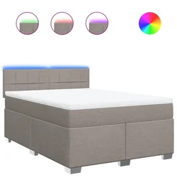 Vidaxl Box spring postelja z vzmetnico taupe 140x190 cm blago