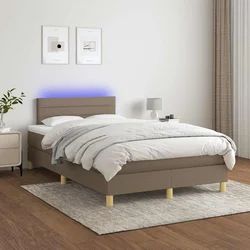 vidaXL Box spring postelja z vzmetnico LED taupe 120x200 cm blago