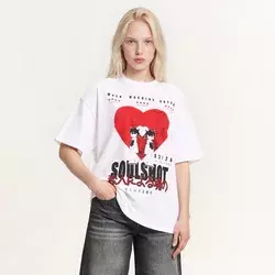 Cropp - Predimenzionirana majica s printom - white