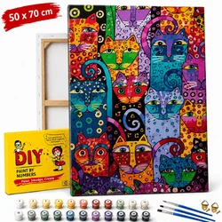 ERS Slika po številkah z okvirjem Barvite mačke 50x70 cm