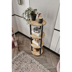 HANAH HOME Polica za knjige Bookcase 4 Floors Round Hrast
