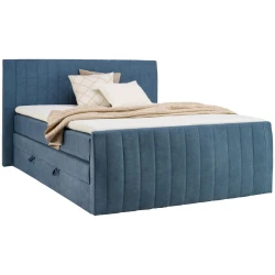 Carryhome BOXSPRING POSTELJA 160 cm  x 200 cm , tekstil modra