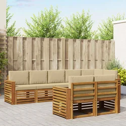 Setovi sofa s jastukom 8 pcs Prirodna i bež Čvrsto drvo akacije