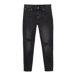 Pull&Bear Kavbojke črn denim