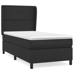 MAISON CHIC Box spring postelja - Vzmetna postelja z vzmetnico črna 80x200 cm umetno usnje SL7690, (21900190)