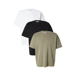 JACK & JONES Majica JJEBARRON oliva / črna / bela