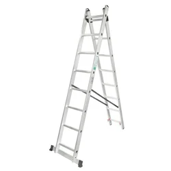FORCEKRAFT Dvojstranski aluminijasti lestev 2x14 stopinj MULTIFUNKCIONALNA