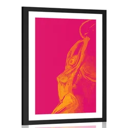 Plakat s paspartujem žareča ženska silhueta - 40x60 silver