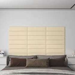 vidaXL Stenska glavna postelja 12 pcs krema 60 x 15 cm blago