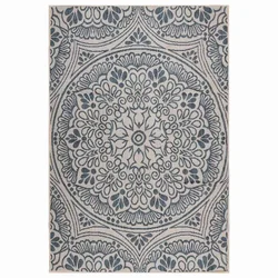 Vidaxl Zunanja preproga ploščato tkanje 120x170 cm modri vzorec