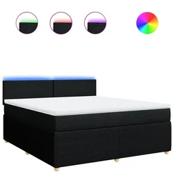 Vidaxl Box spring postelja z vzmetnico črna 180x200 cm blago