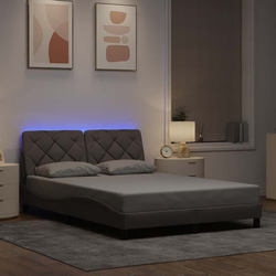 vidaXL Posteljni okvir z LED brez vzmetnice taupe 140x200 cm blago