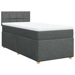 Vidaxl Box spring postelja z vzmetnico temno siva 100x200 cm blago
